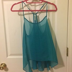 Sheer blue top